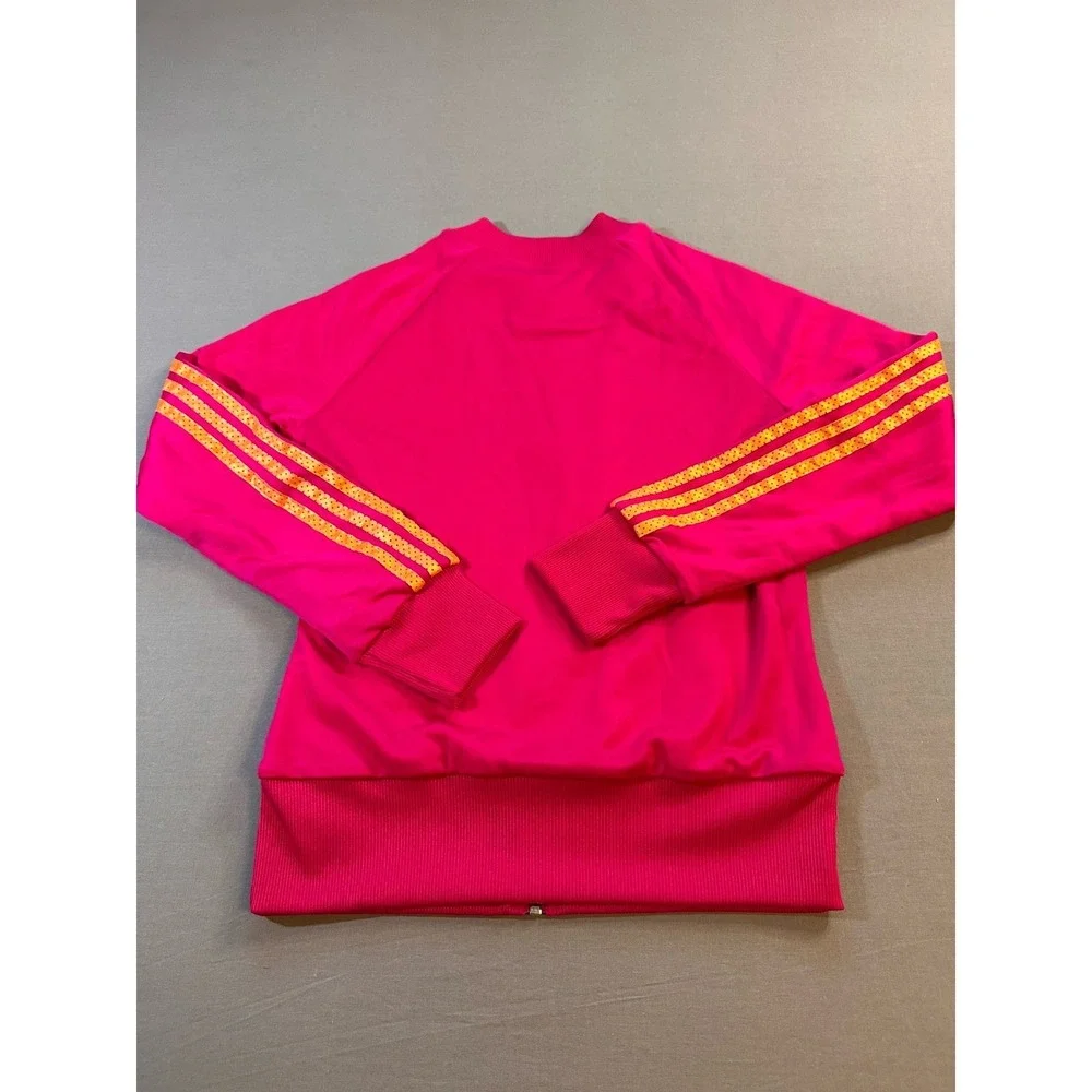 2010 adidas Pink/Yellow 3-Stripes Full Zip Track Jacket w/ Pockets Size 38
